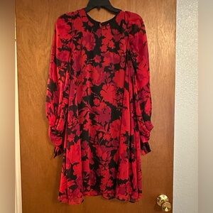 Calvin Klein Red and Black Patterned Dress